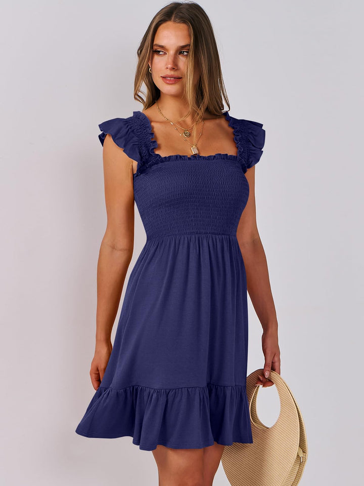 ANRABESS Boho Sleeveless Square Neck Beach Dress