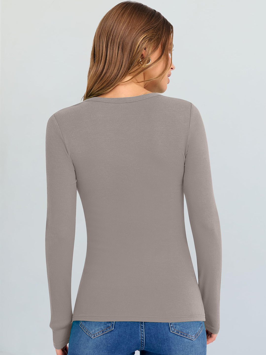 ANRABESS Long Sleeve Shirts for Women Soft Comfy Ribbed Knit Fitted T-Shirts Casual Trendy Y2K Basic Tops Fall Winter Underscrub Layering Clothes