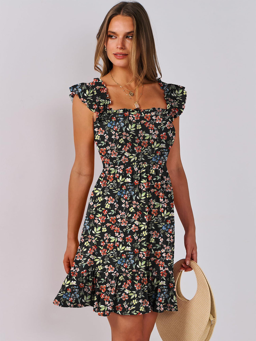 ANRABESS Boho Sleeveless Square Neck Beach Dress