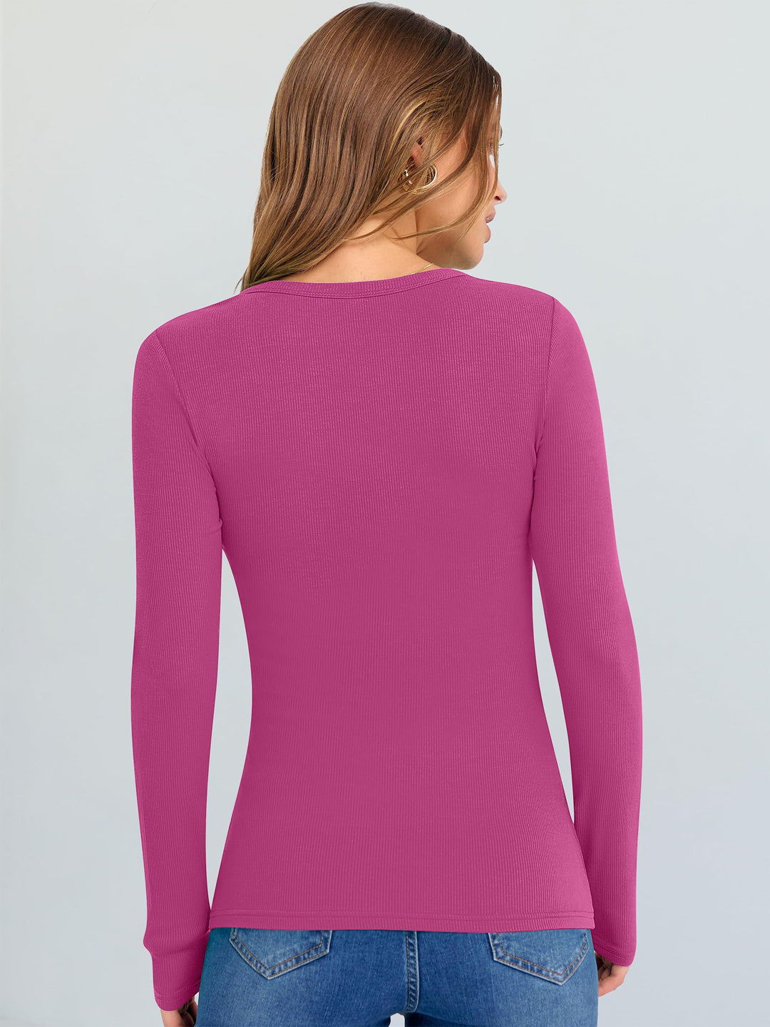 ANRABESS Long Sleeve Shirts for Women Soft Comfy Ribbed Knit Fitted T-Shirts Casual Trendy Y2K Basic Tops Fall Winter Underscrub Layering Clothes