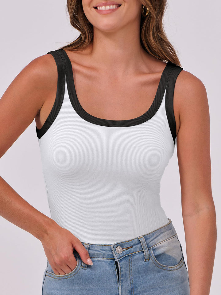 ANRABESS Womens Sleeveless Scoop Neck Tank Top Ribbed Fitted Summer Basic Slim Cute Tops 2026