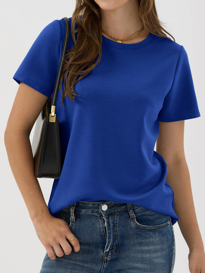 ANRABESS Summer T Shirts for Women, Round Neck Short Sleeve Tops for Women 2026 WrinkleFree Comfy Tshirt Basic Tee Casual Workout Tops Vacation Outfits