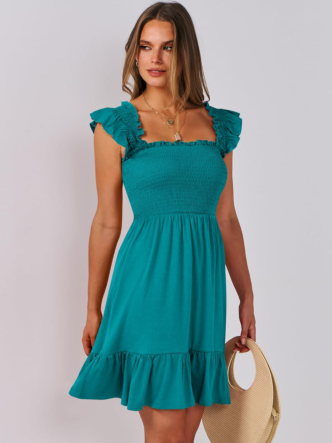 ANRABESS Boho Sleeveless Square Neck Beach Dress