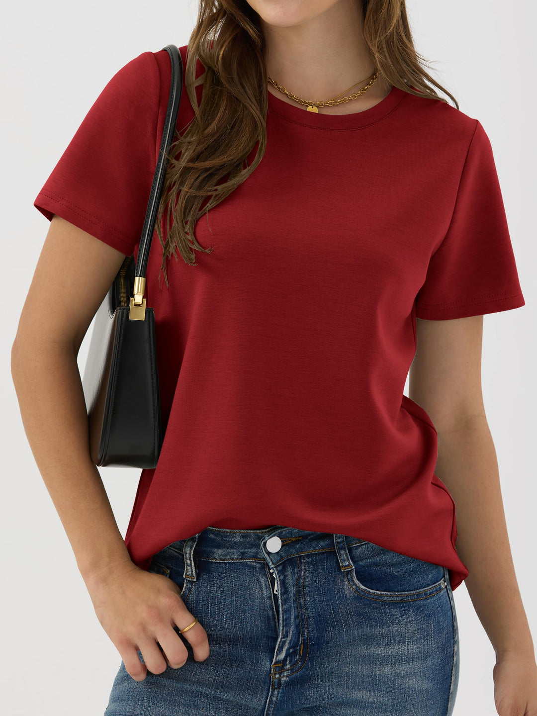 ANRABESS Summer T Shirts for Women, Round Neck Short Sleeve Tops for Women 2026 WrinkleFree Comfy Tshirt Basic Tee Casual Workout Tops Vacation Outfits