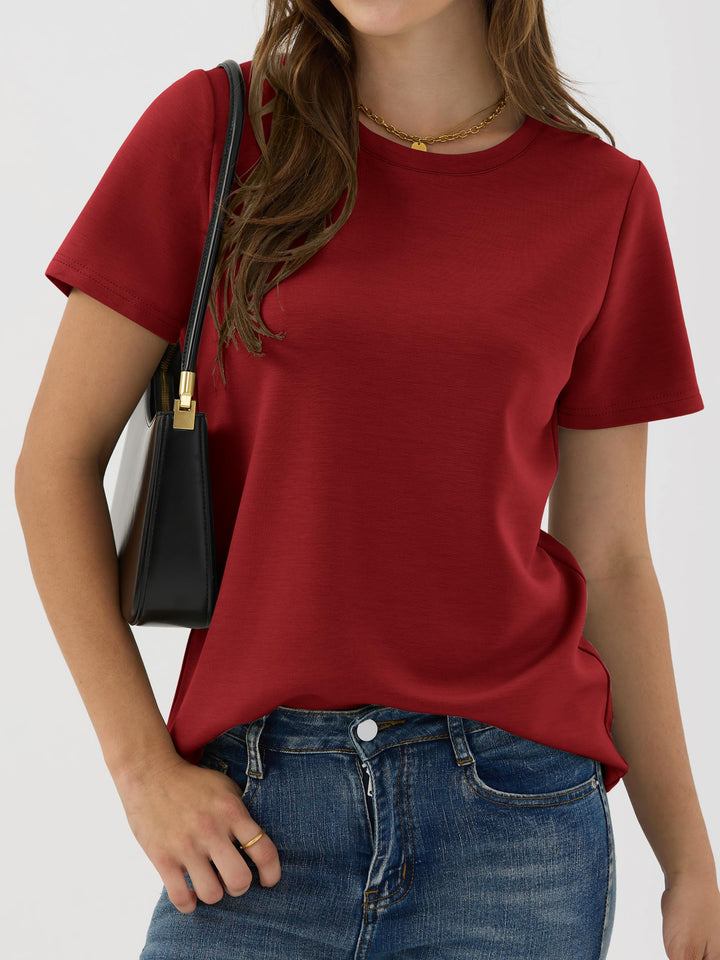 ANRABESS Summer T Shirts for Women, Round Neck Short Sleeve Tops for Women 2026 WrinkleFree Comfy Tshirt Basic Tee Casual Workout Tops Vacation Outfits