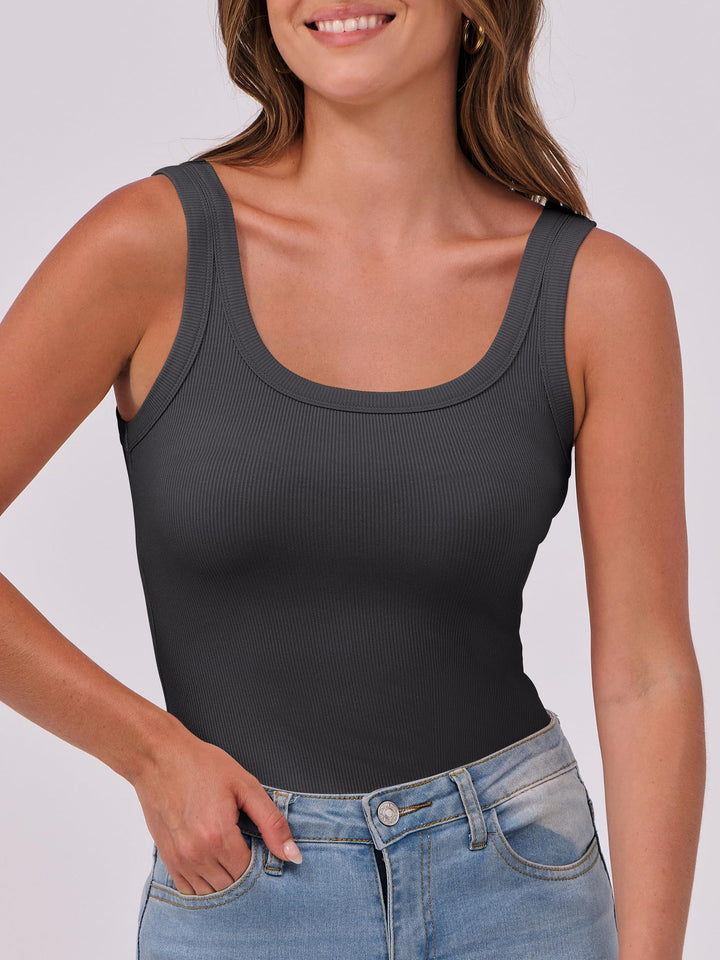 ANRABESS Womens Sleeveless Scoop Neck Tank Top Ribbed Fitted Summer Basic Slim Cute Tops 2026