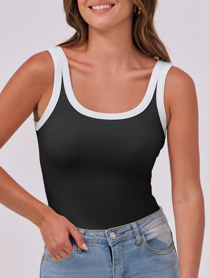 ANRABESS Womens Sleeveless Scoop Neck Tank Top Ribbed Fitted Summer Basic Slim Cute Tops 2026