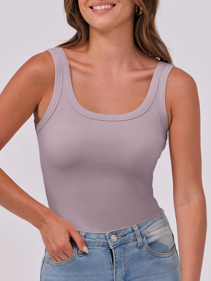 ANRABESS Womens Sleeveless Scoop Neck Tank Top Ribbed Fitted Summer Basic Slim Cute Tops 2026