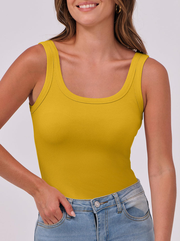 ANRABESS Womens Sleeveless Scoop Neck Tank Top Ribbed Fitted Summer Basic Slim Cute Tops 2026