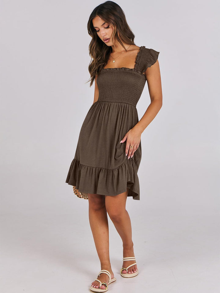 ANRABESS Boho Sleeveless Square Neck Beach Dress