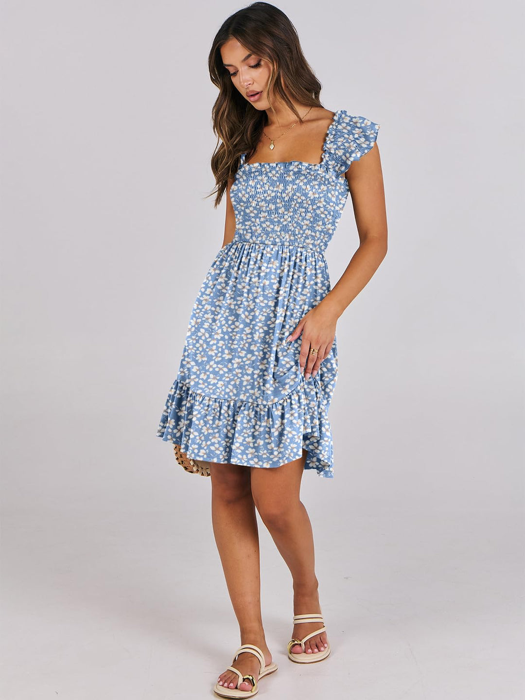 ANRABESS Boho Sleeveless Square Neck Beach Dress