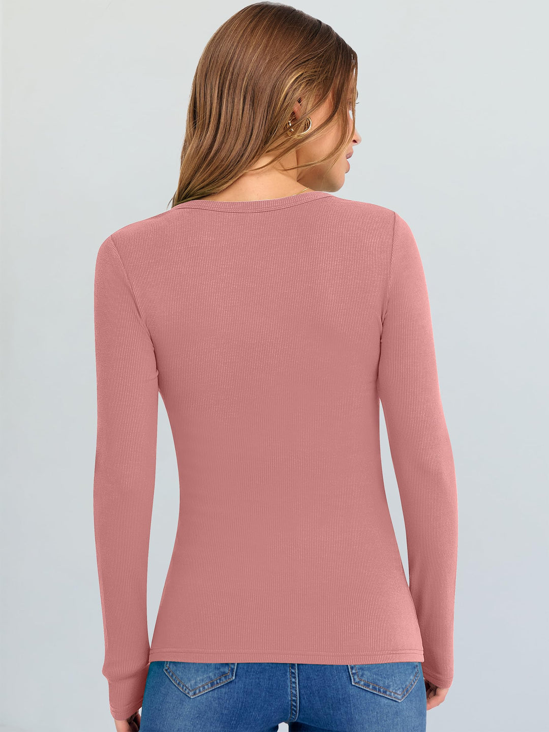 ANRABESS Long Sleeve Shirts for Women Soft Comfy Ribbed Knit Fitted T-Shirts Casual Trendy Y2K Basic Tops Fall Winter Underscrub Layering Clothes