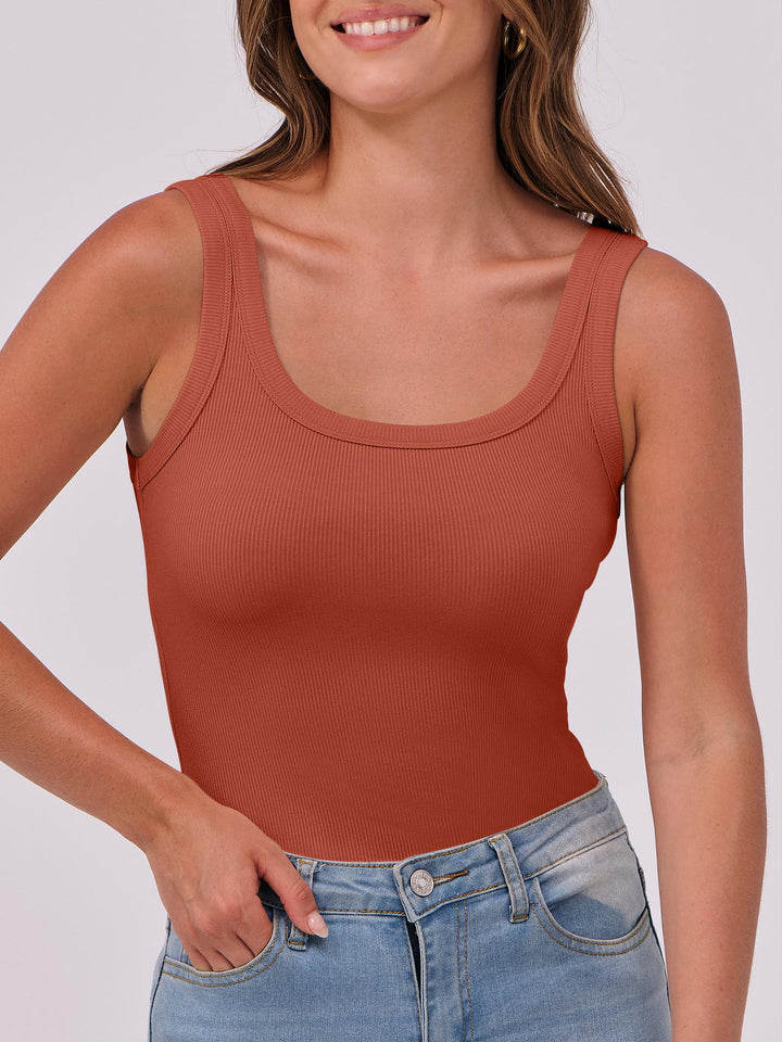 ANRABESS Womens Sleeveless Scoop Neck Tank Top Ribbed Fitted Summer Basic Slim Cute Tops 2026