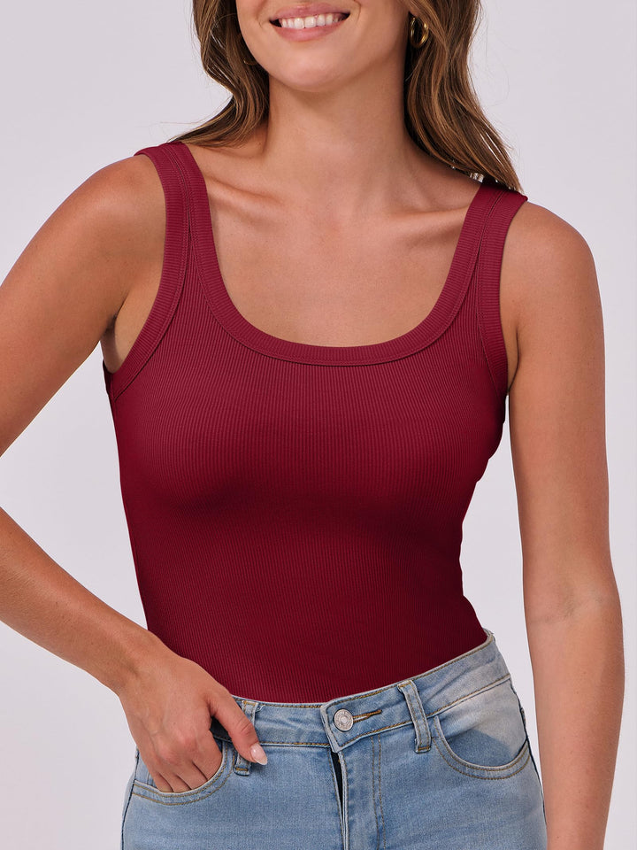 ANRABESS Womens Sleeveless Scoop Neck Tank Top Ribbed Fitted Summer Basic Slim Cute Tops 2026