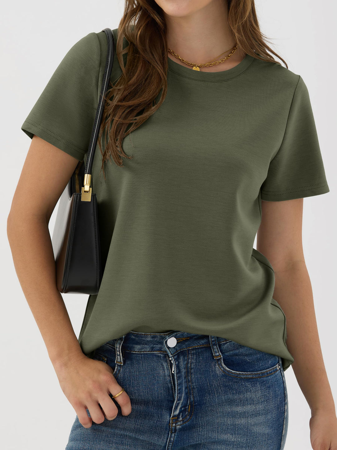 ANRABESS Summer T Shirts for Women, Round Neck Short Sleeve Tops for Women 2026 WrinkleFree Comfy Tshirt Basic Tee Casual Workout Tops Vacation Outfits