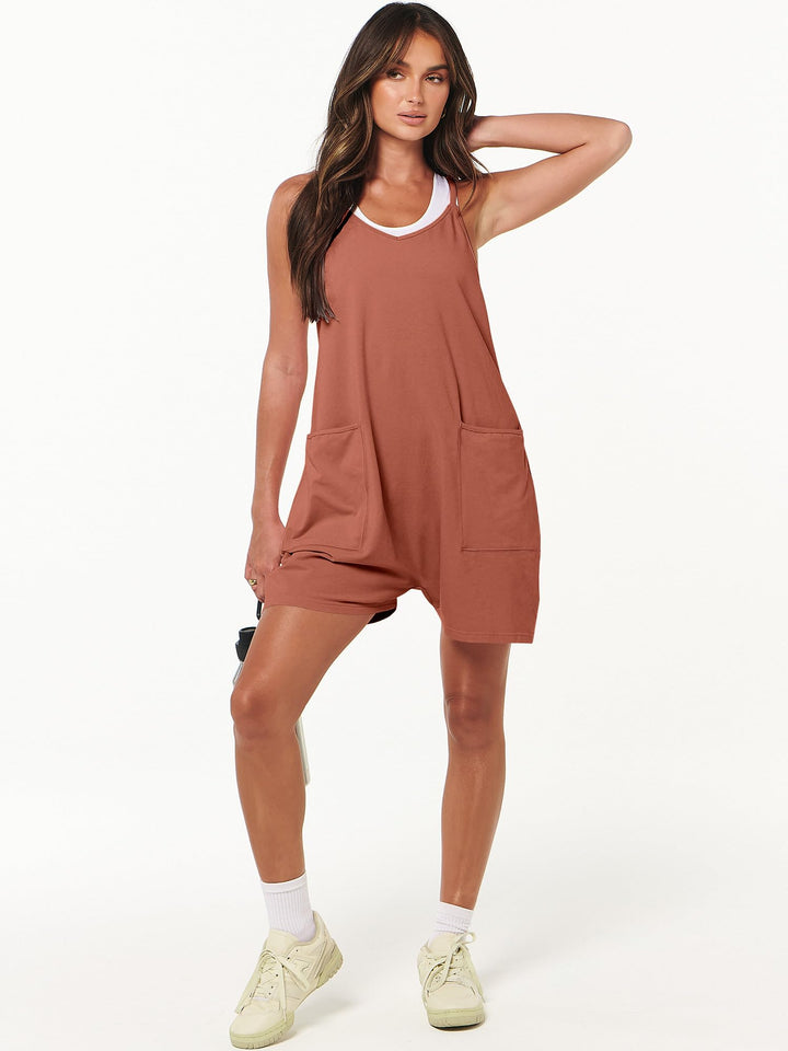 ANRABESS Summer Jumpsuits for Women 2026 Casual Adjustable Spaghetti Strap Rompers for Women Outfits Sleeveless Loose Shorts Overalls with Pockets