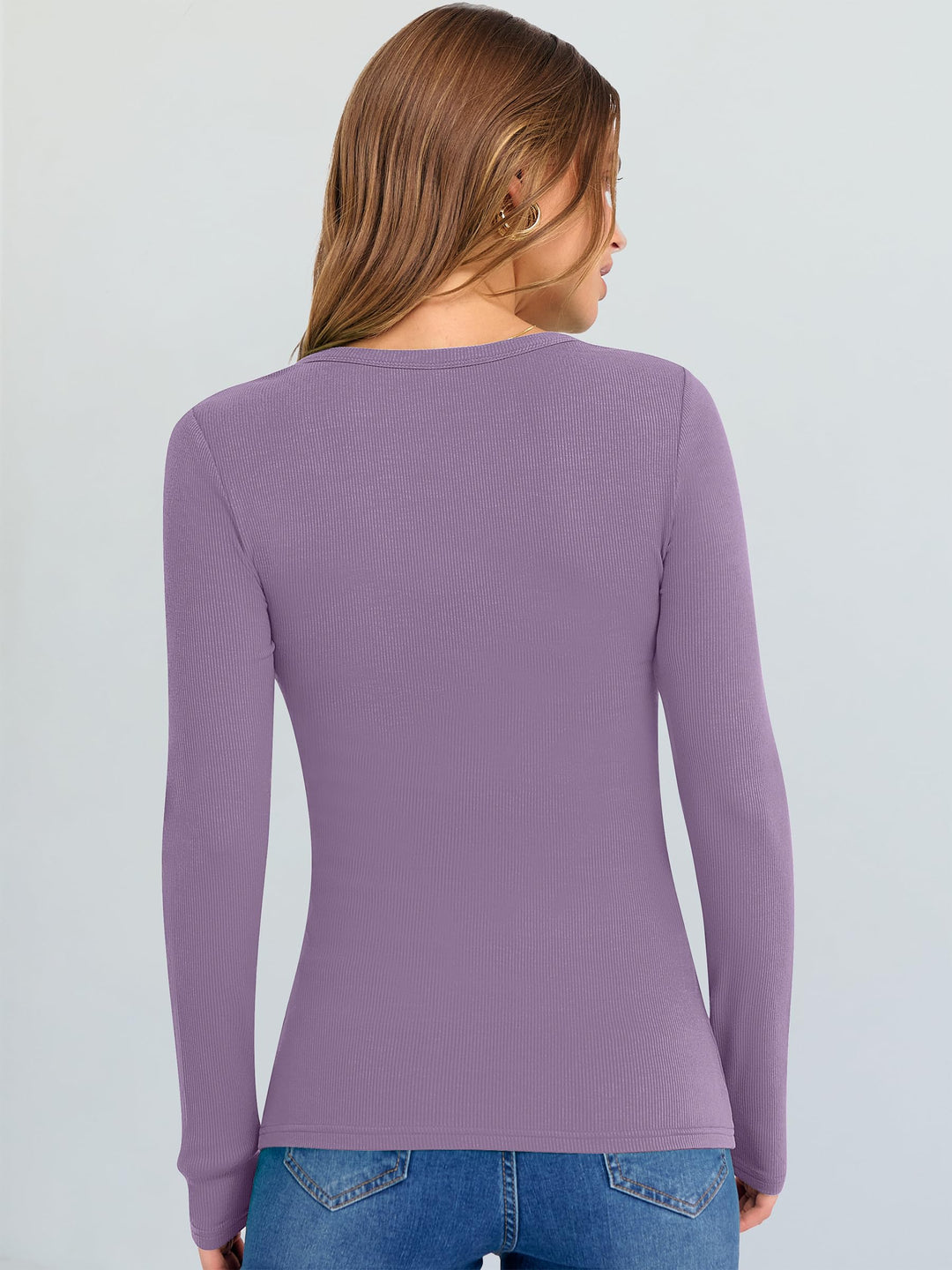 ANRABESS Long Sleeve Shirts for Women Soft Comfy Ribbed Knit Fitted T-Shirts Casual Trendy Y2K Basic Tops Fall Winter Underscrub Layering Clothes