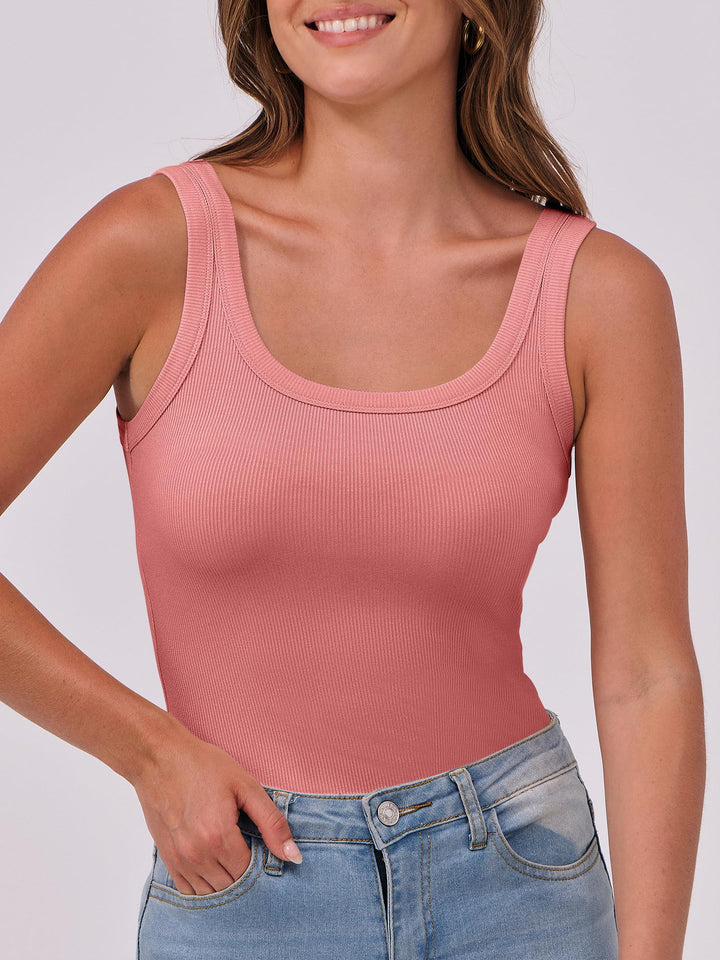 ANRABESS Womens Sleeveless Scoop Neck Tank Top Ribbed Fitted Summer Basic Slim Cute Tops 2026