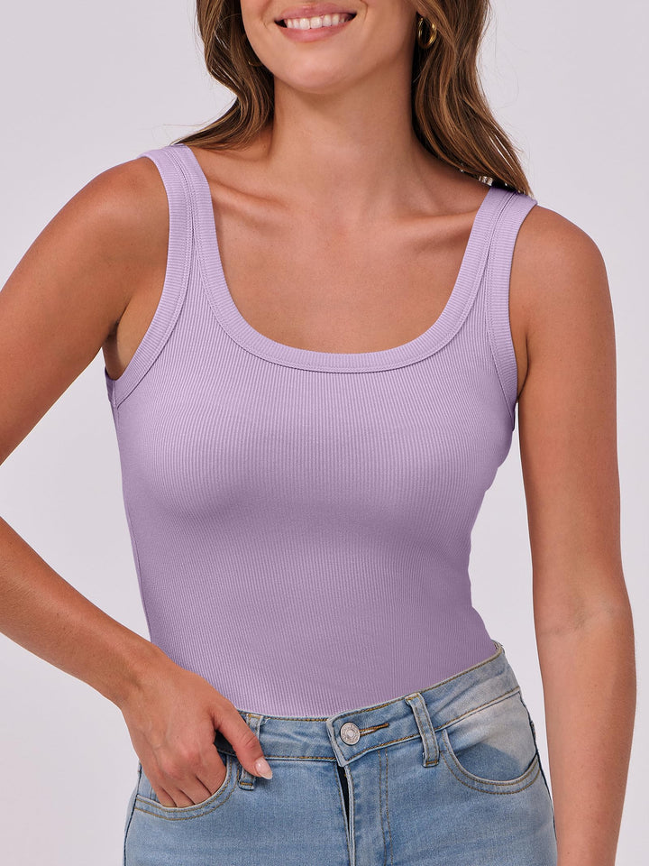 ANRABESS Womens Sleeveless Scoop Neck Tank Top Ribbed Fitted Summer Basic Slim Cute Tops 2026