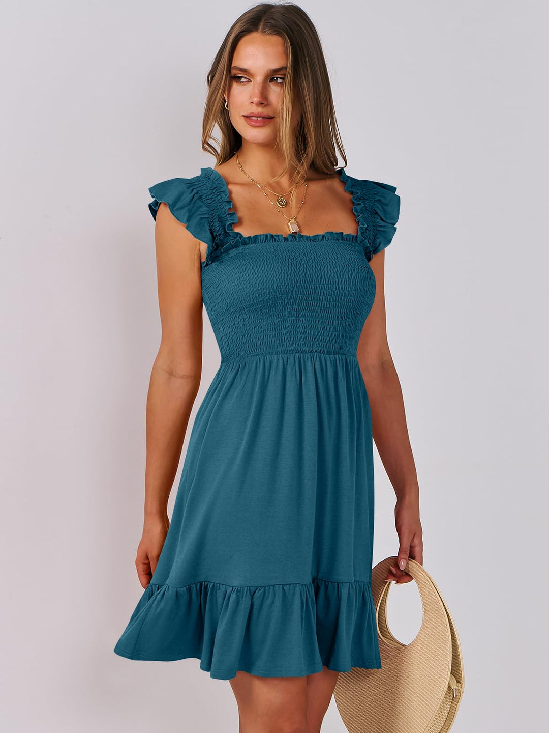 ANRABESS Boho Sleeveless Square Neck Beach Dress