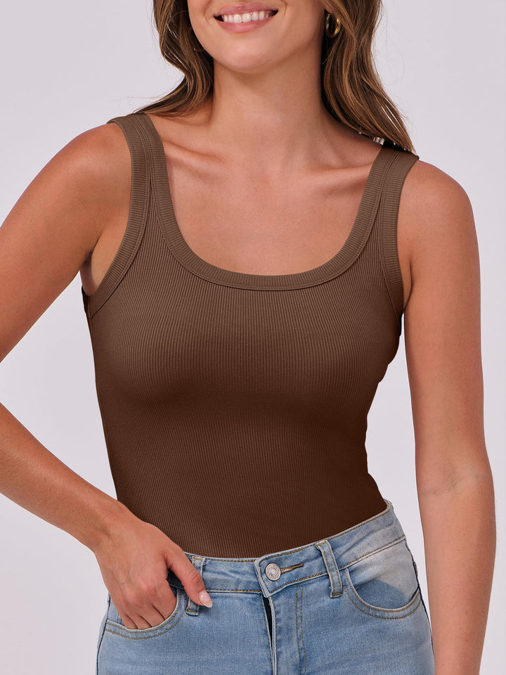 ANRABESS Womens Sleeveless Scoop Neck Tank Top Ribbed Fitted Summer Basic Slim Cute Tops 2026