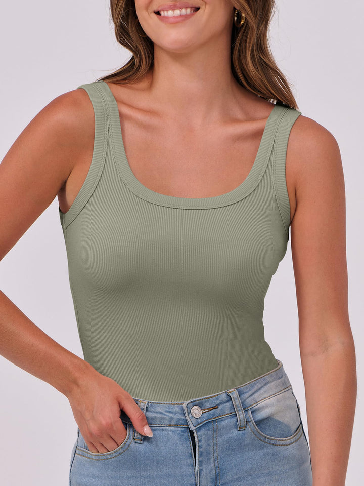 ANRABESS Womens Sleeveless Scoop Neck Tank Top Ribbed Fitted Summer Basic Slim Cute Tops 2026