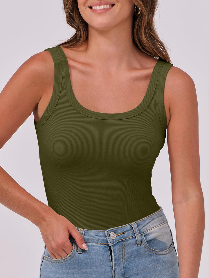 ANRABESS Womens Sleeveless Scoop Neck Tank Top Ribbed Fitted Summer Basic Slim Cute Tops 2026