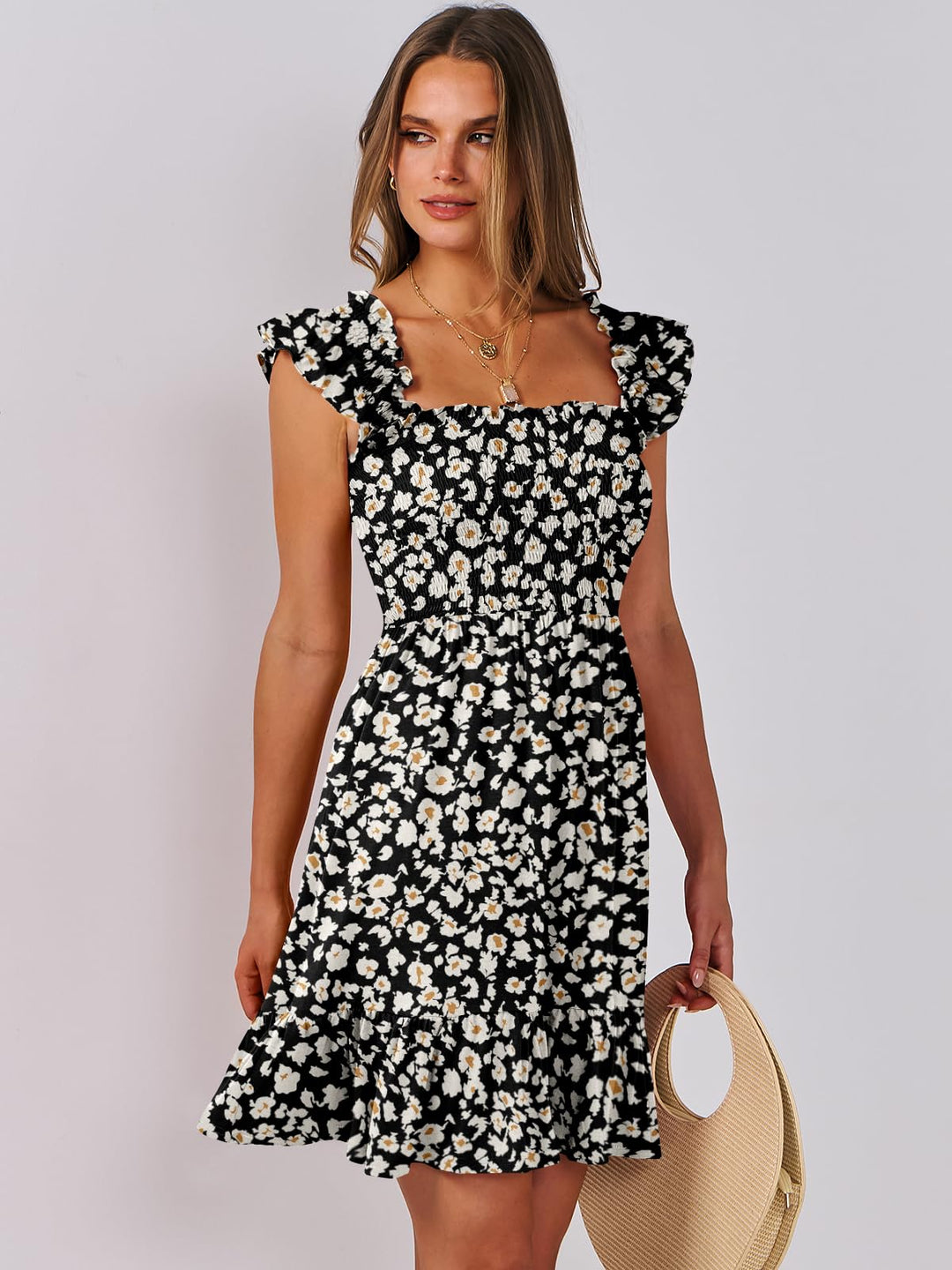 ANRABESS Boho Sleeveless Square Neck Beach Dress