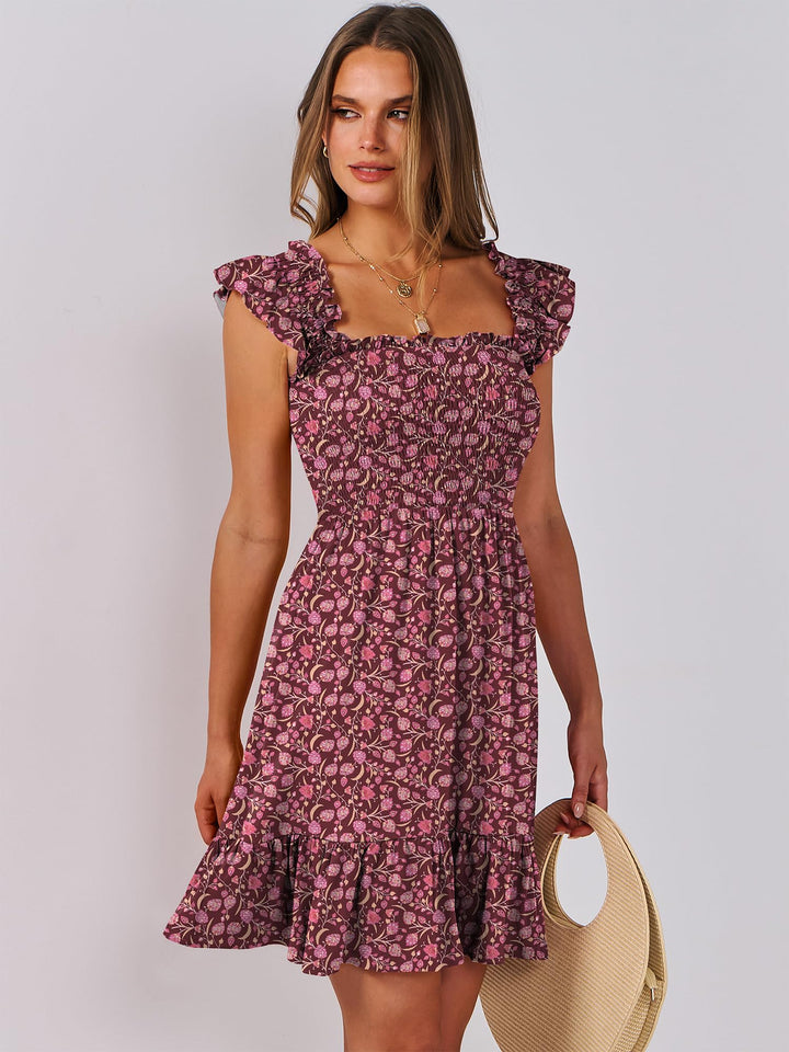 ANRABESS Boho Sleeveless Square Neck Beach Dress