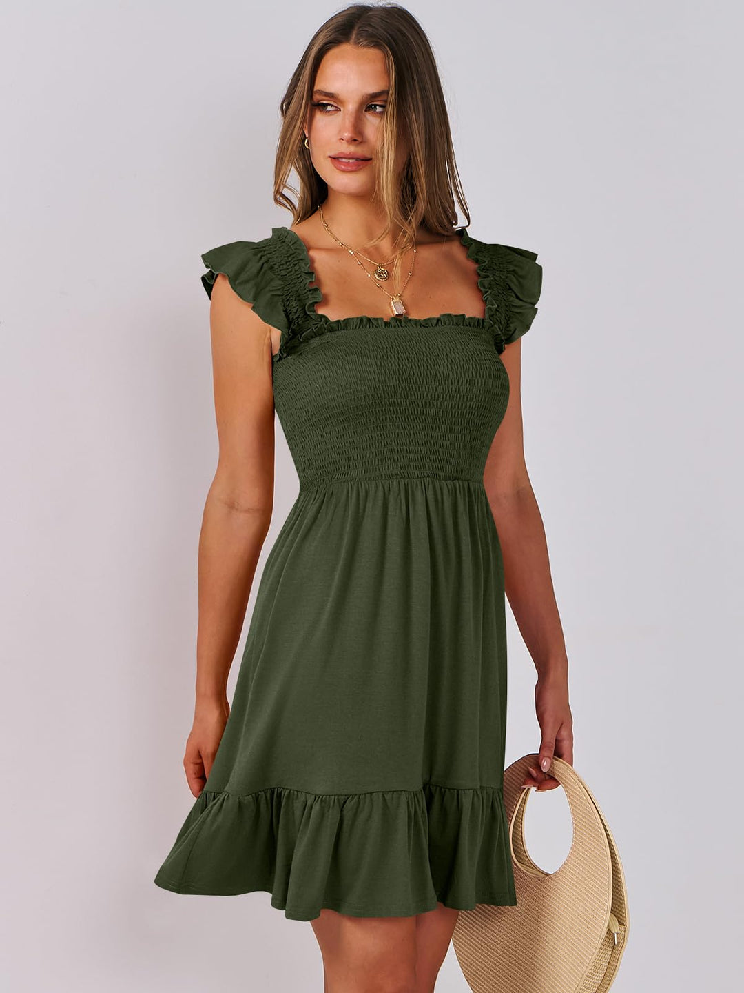 ANRABESS Boho Sleeveless Square Neck Beach Dress