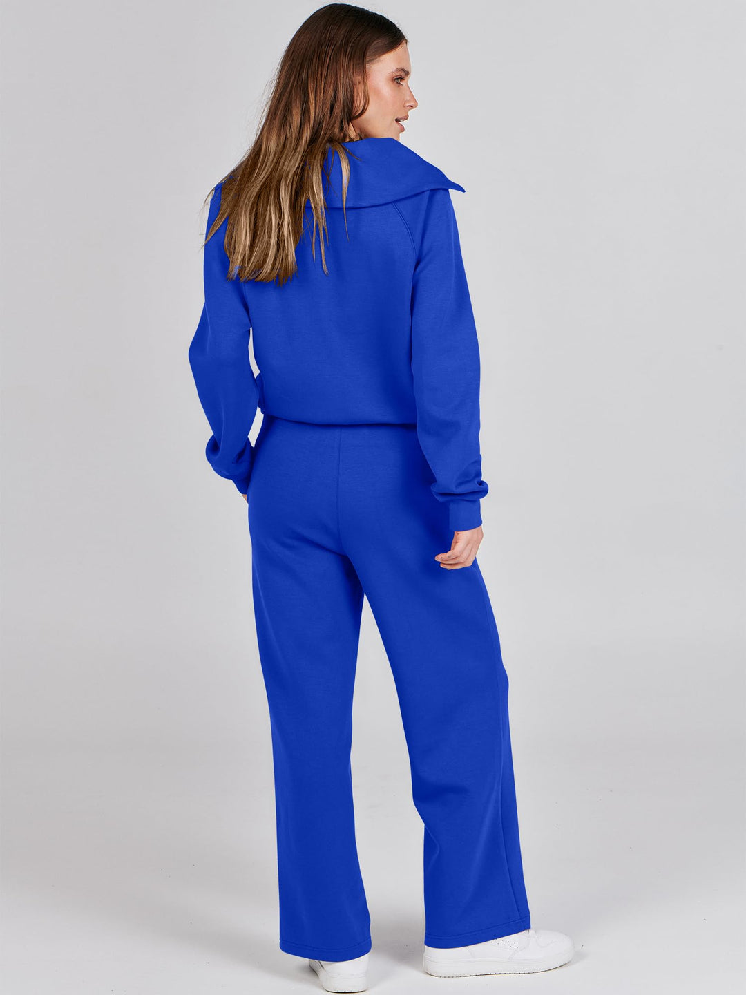 ANRABESS 2 Piece Outfits for Women Half Zip Sweatshirt & Wide Leg Pants Airport Travel Lounge Matching Fall Winter Sets Sweatsuits Clothing