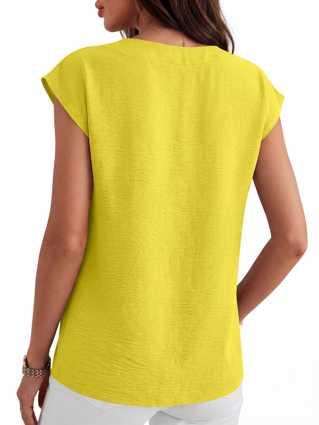 ANRABESS Women Tops V Neck T Shirts Cap Sleeve Business Casual Tops for Women Summer Loose Fit Dressy Work Office Blouses Cute Clothes Trendy Outfits