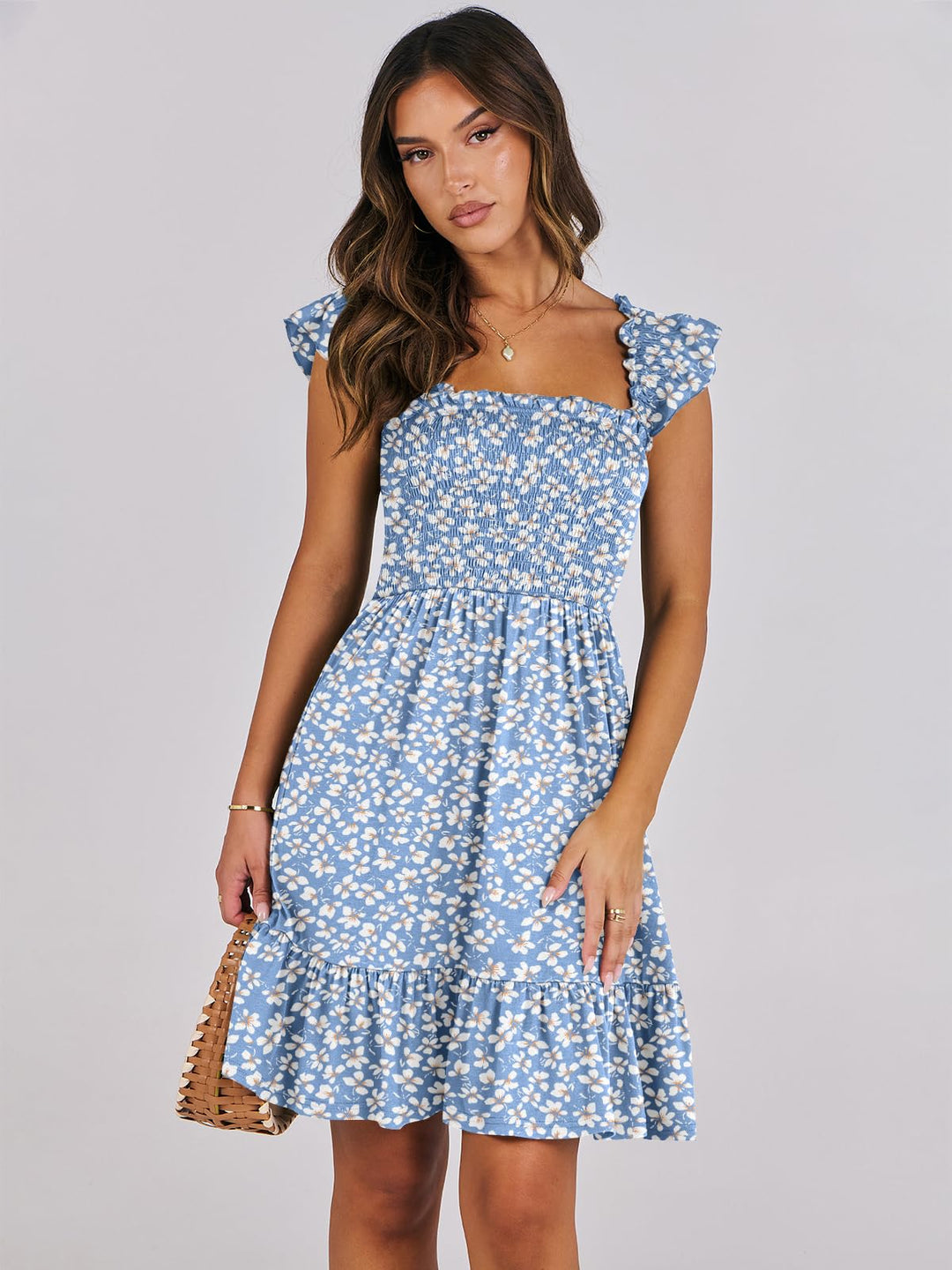 ANRABESS Boho Sleeveless Square Neck Beach Dress