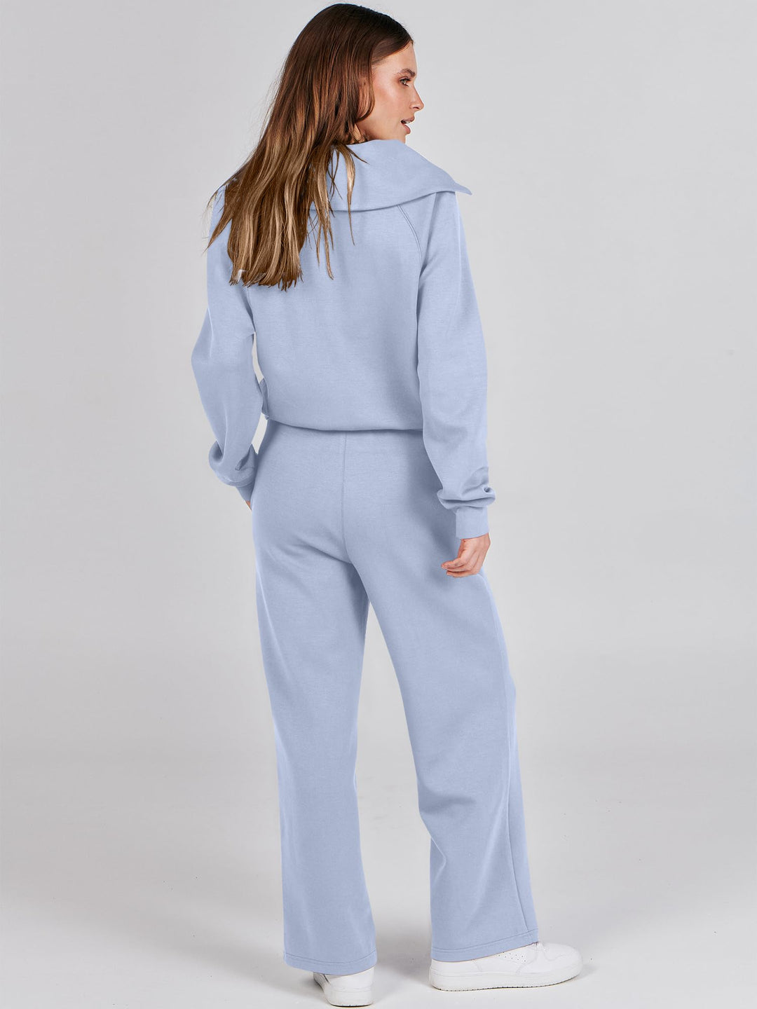ANRABESS 2 Piece Outfits for Women Half Zip Sweatshirt & Wide Leg Pants Airport Travel Lounge Matching Fall Winter Sets Sweatsuits Clothing