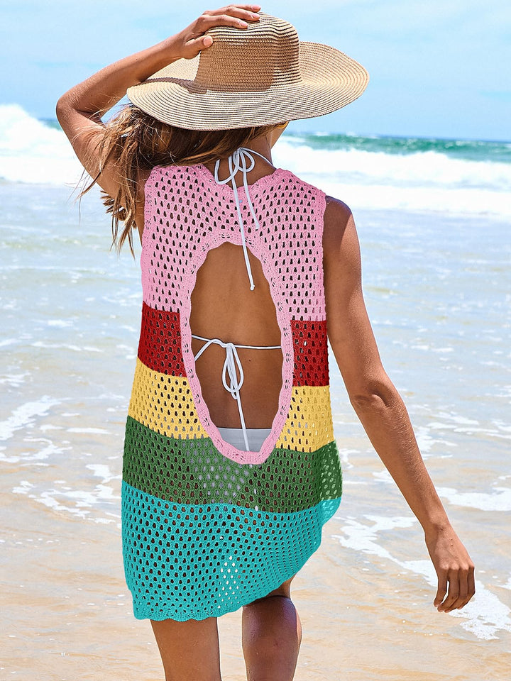 ANRABESS Womens Swimsuit Cover Up Sleeveless Knit 2026 Summer Outfits Swimwear Bathing Suit Coverup Crochet Beach Dress