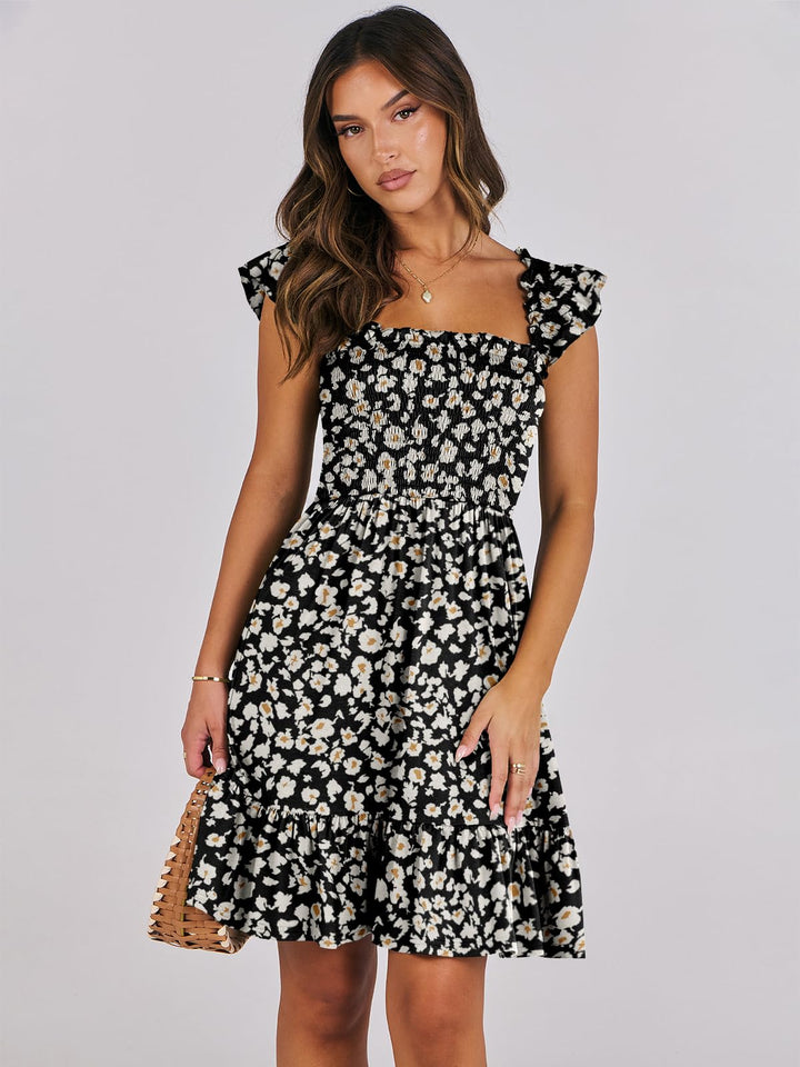 ANRABESS Boho Sleeveless Square Neck Beach Dress