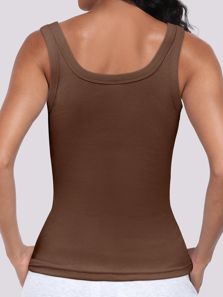 ANRABESS Womens Sleeveless Scoop Neck Tank Top Ribbed Fitted Summer Basic Slim Cute Tops 2026