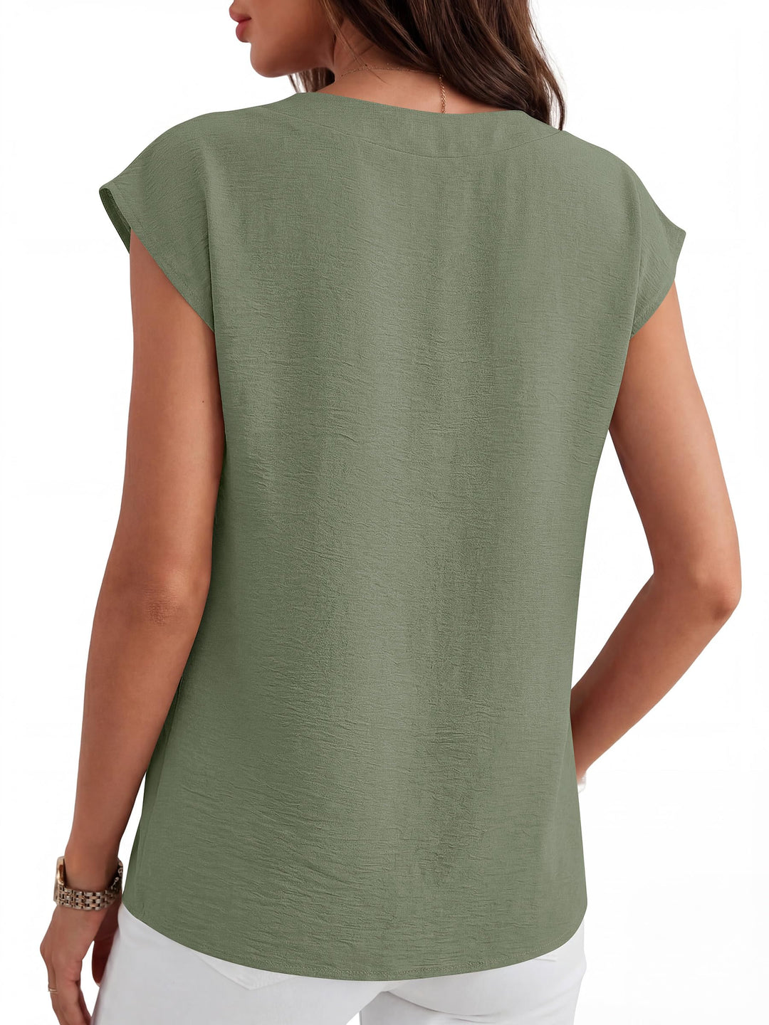 ANRABESS Women Tops V Neck T Shirts Cap Sleeve Business Casual Tops for Women Summer Loose Fit Dressy Work Office Blouses Cute Clothes Trendy Outfits