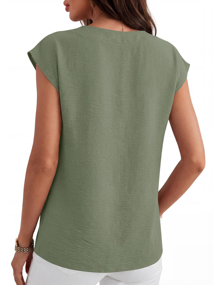 ANRABESS Women Tops V Neck T Shirts Cap Sleeve Business Casual Tops for Women Summer Loose Fit Dressy Work Office Blouses Cute Clothes Trendy Outfits