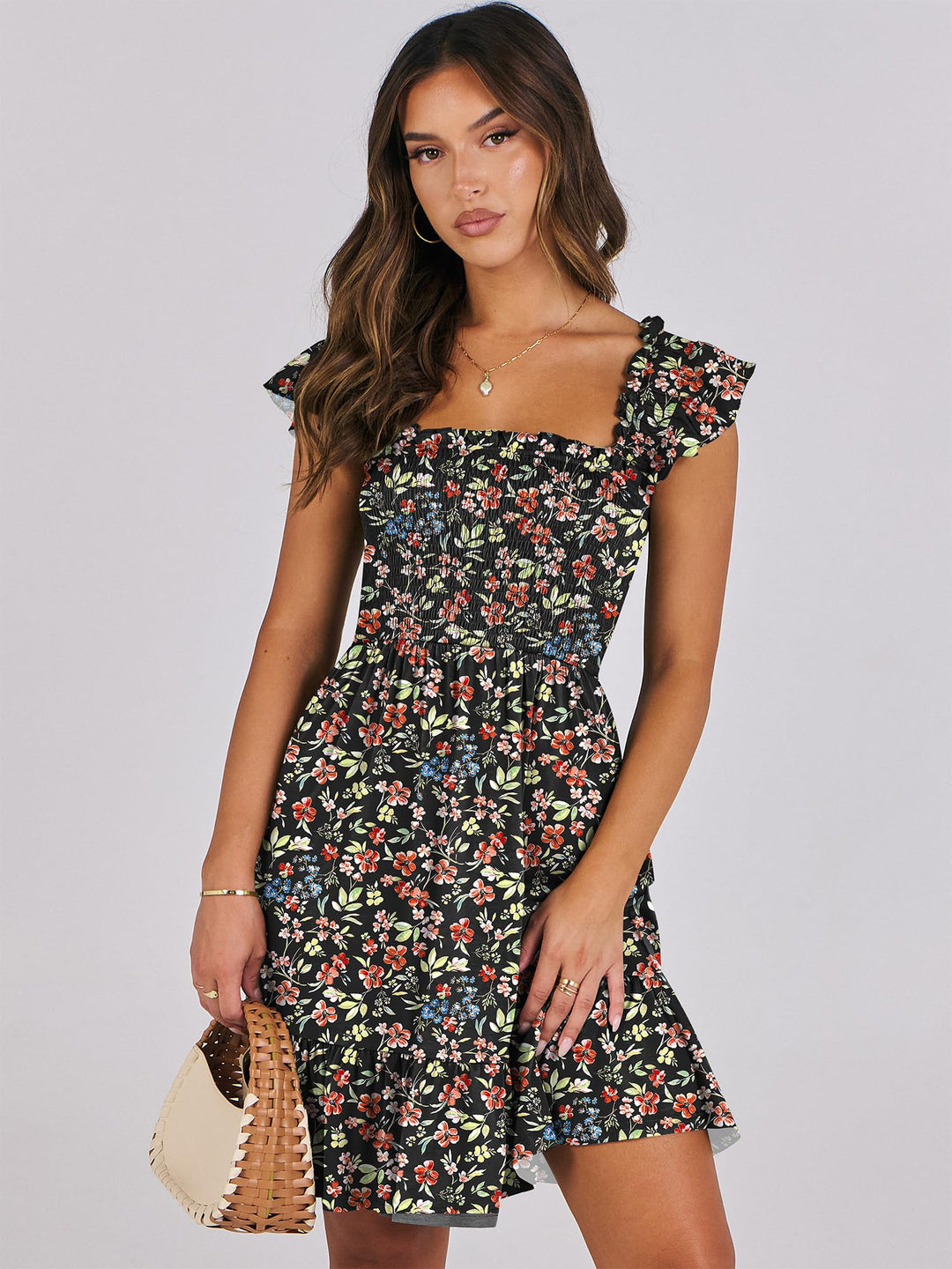 ANRABESS Boho Sleeveless Square Neck Beach Dress
