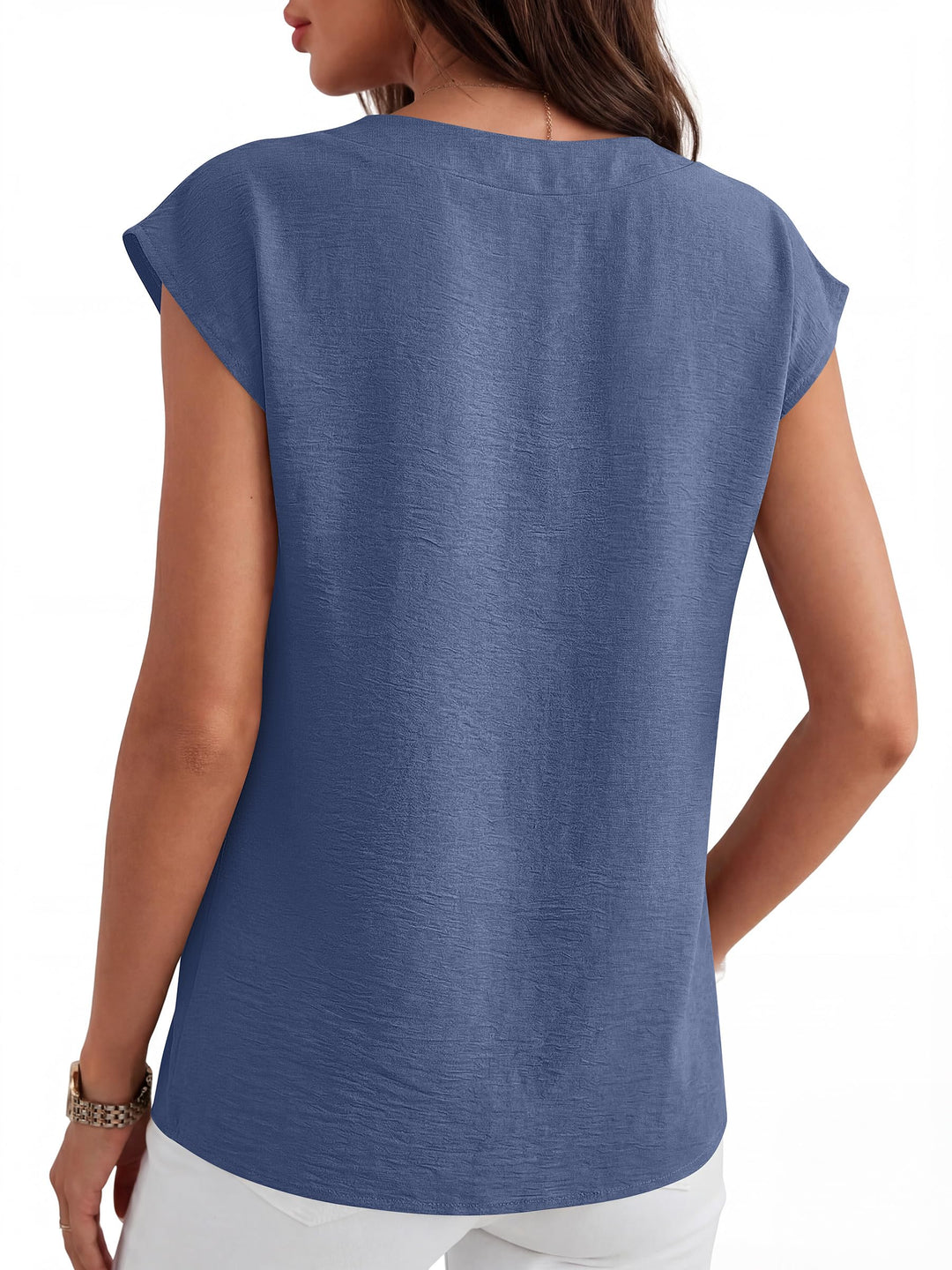 ANRABESS Women Tops V Neck T Shirts Cap Sleeve Business Casual Tops for Women Summer Loose Fit Dressy Work Office Blouses Cute Clothes Trendy Outfits