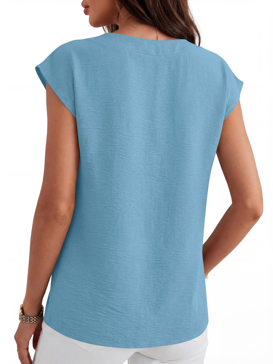 ANRABESS Women Tops V Neck T Shirts Cap Sleeve Business Casual Tops for Women Summer Loose Fit Dressy Work Office Blouses Cute Clothes Trendy Outfits