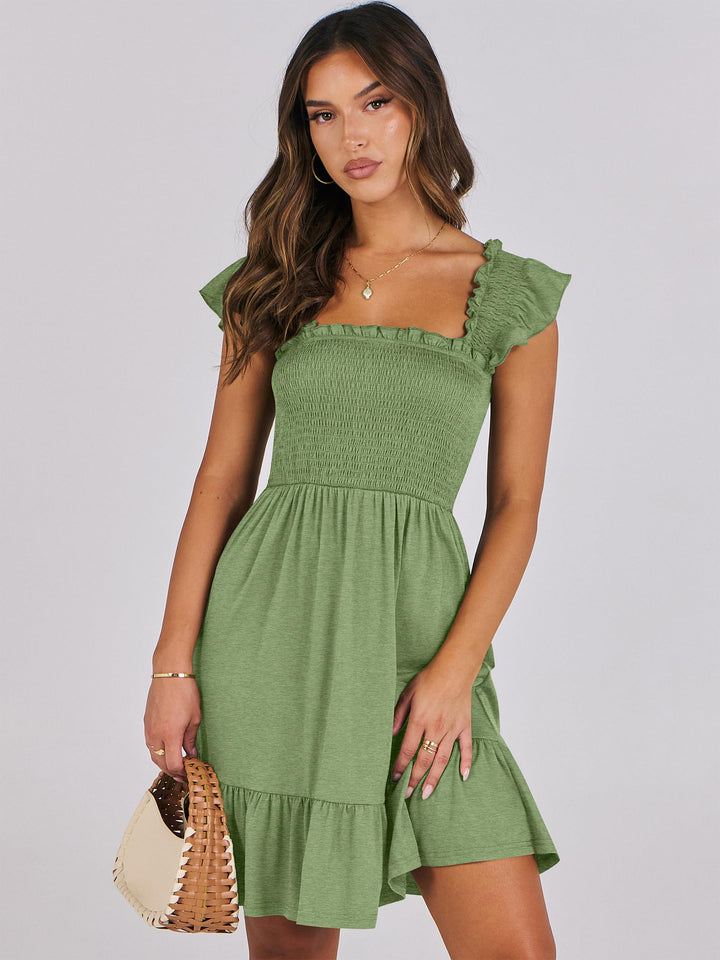ANRABESS Boho Sleeveless Square Neck Beach Dress