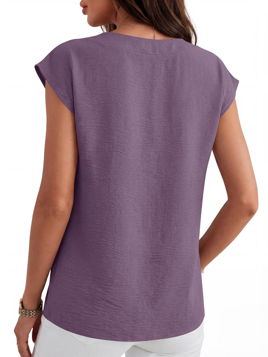 ANRABESS Women Tops V Neck T Shirts Cap Sleeve Business Casual Tops for Women Summer Loose Fit Dressy Work Office Blouses Cute Clothes Trendy Outfits