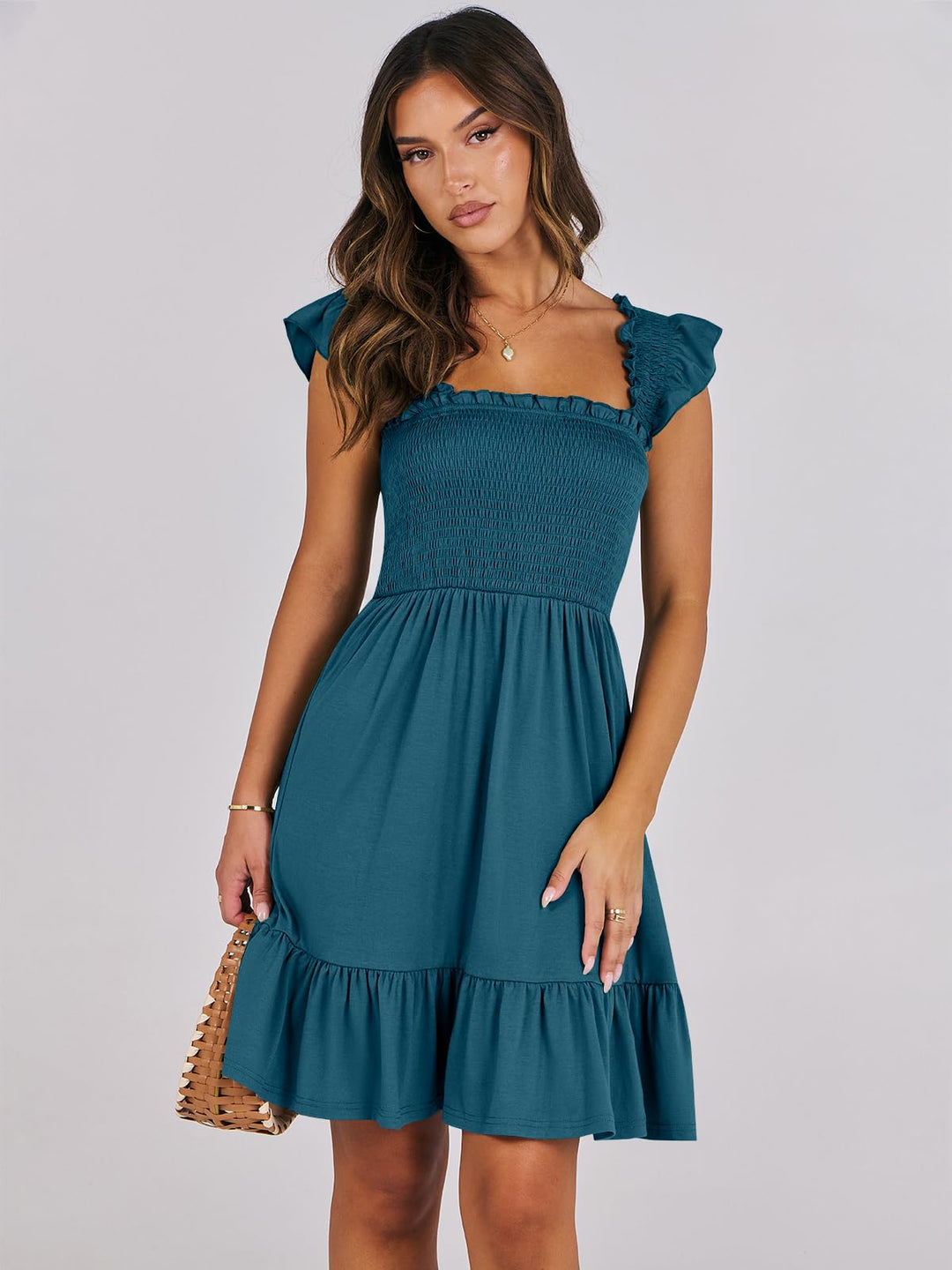 ANRABESS Boho Sleeveless Square Neck Beach Dress
