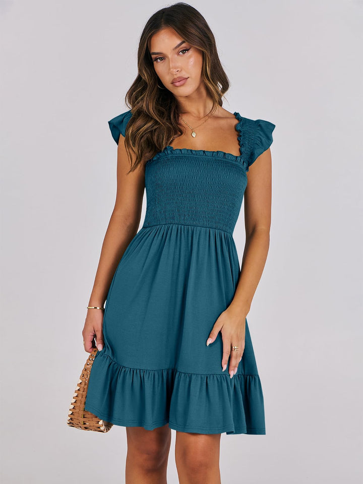 ANRABESS Boho Sleeveless Square Neck Beach Dress
