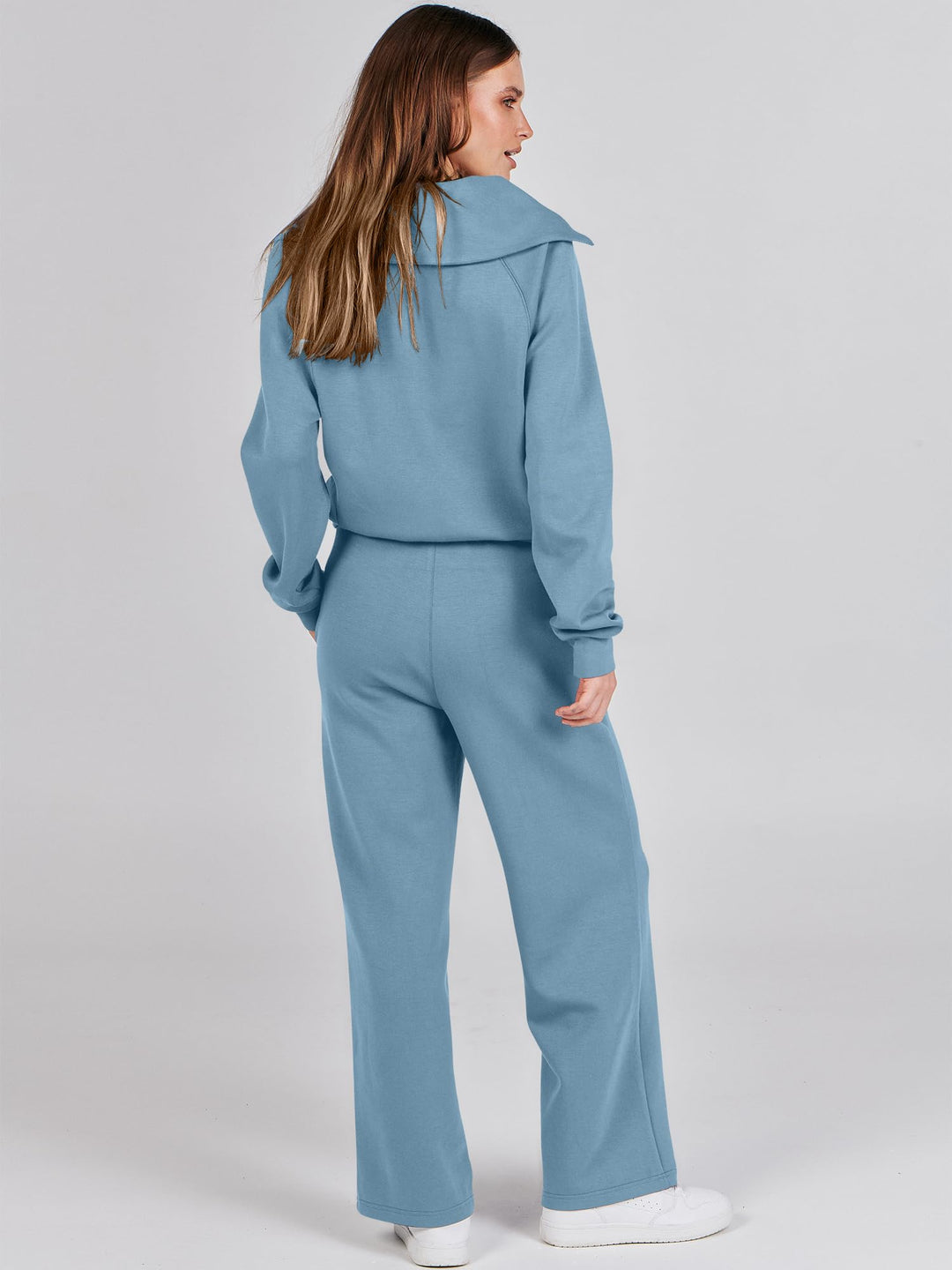 ANRABESS 2 Piece Outfits for Women Half Zip Sweatshirt & Wide Leg Pants Airport Travel Lounge Matching Fall Winter Sets Sweatsuits Clothing