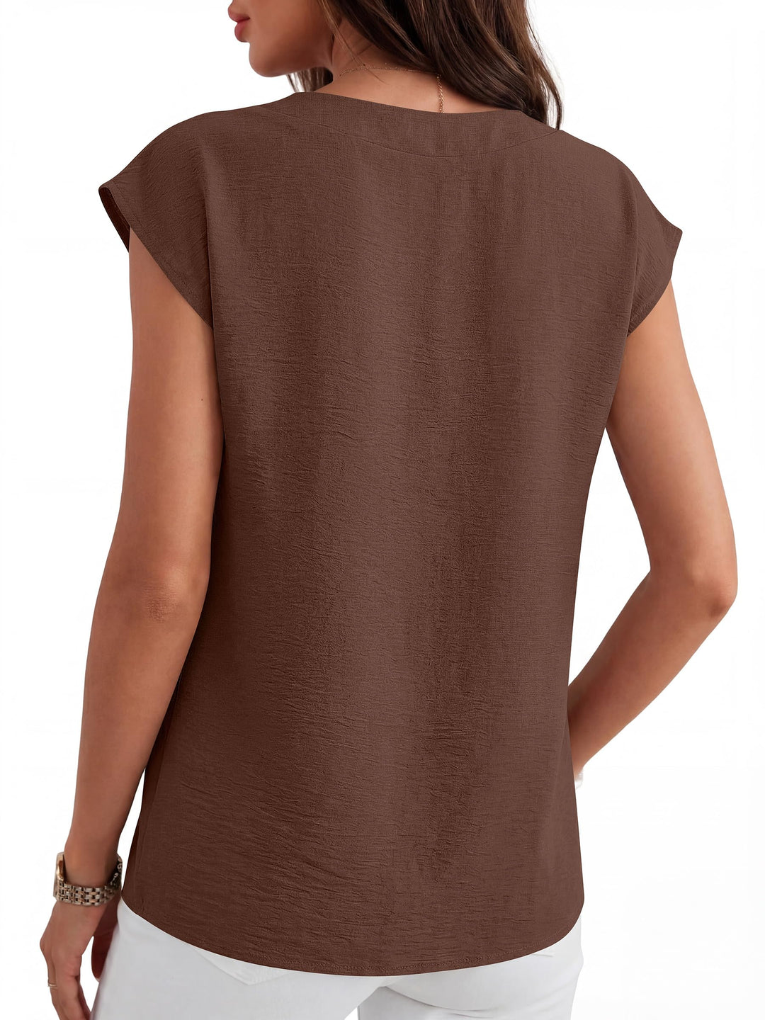 ANRABESS Women Tops V Neck T Shirts Cap Sleeve Business Casual Tops for Women Summer Loose Fit Dressy Work Office Blouses Cute Clothes Trendy Outfits