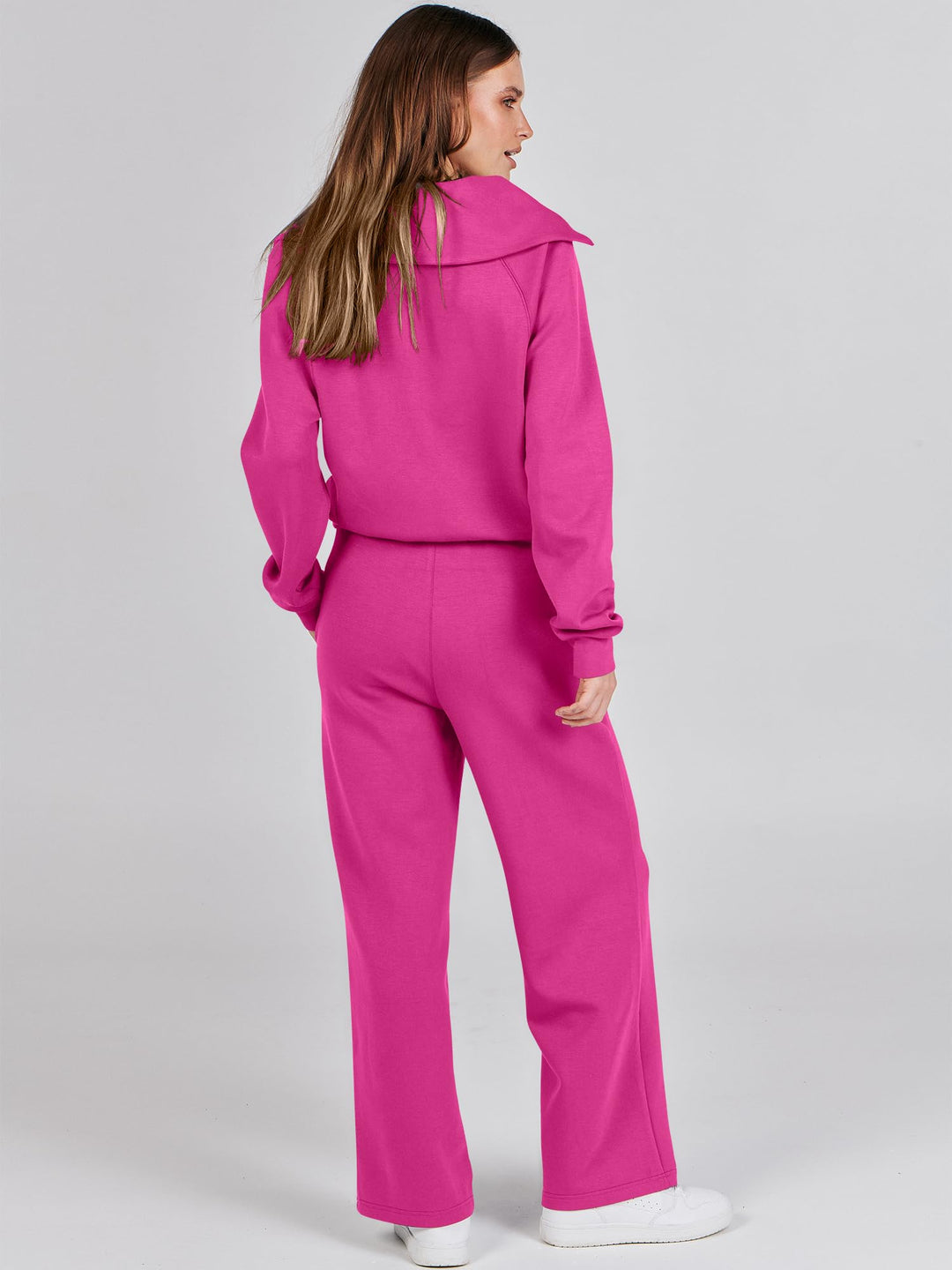 ANRABESS 2 Piece Outfits for Women Half Zip Sweatshirt & Wide Leg Pants Airport Travel Lounge Matching Fall Winter Sets Sweatsuits Clothing