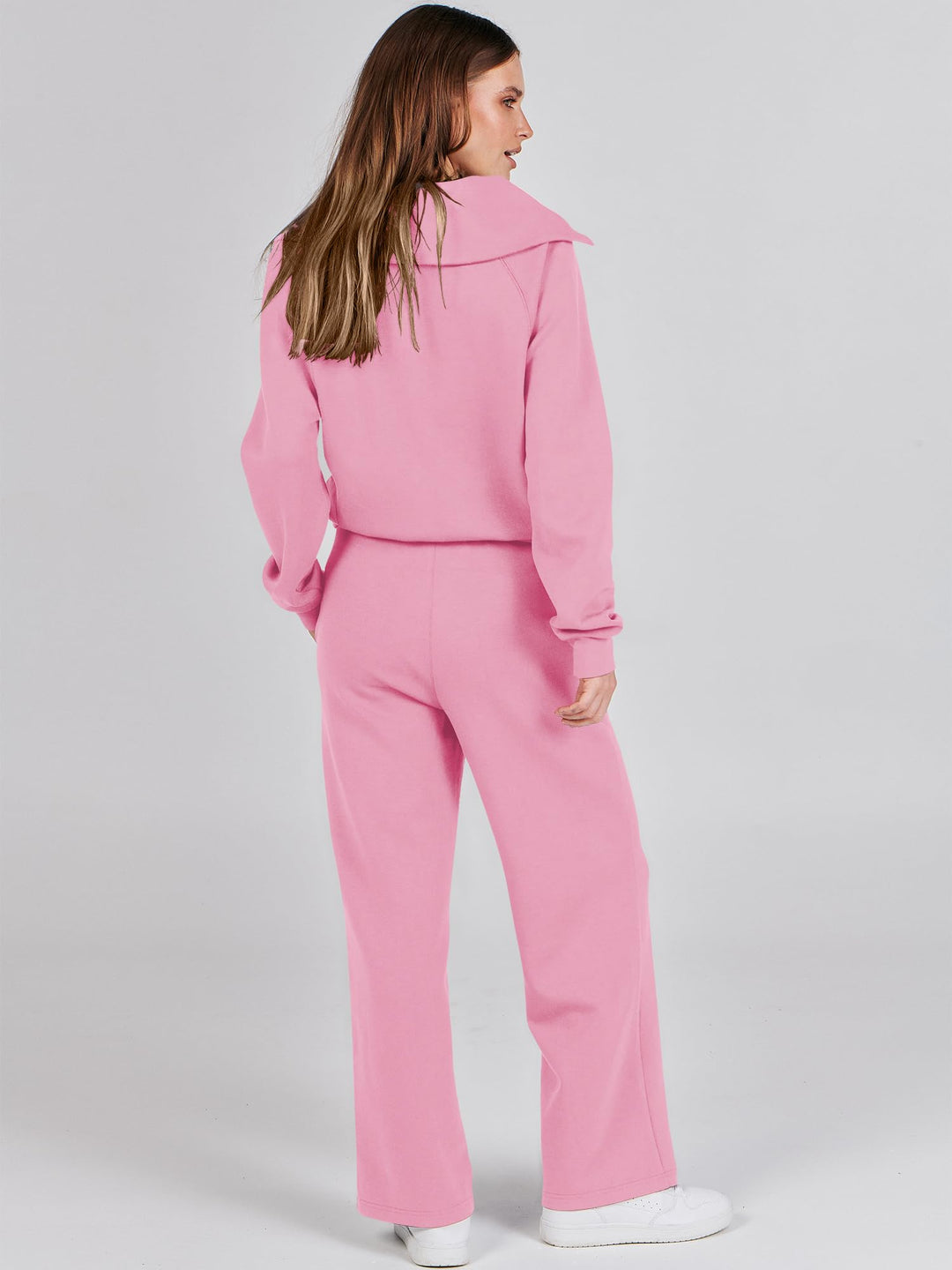 ANRABESS 2 Piece Outfits for Women Half Zip Sweatshirt & Wide Leg Pants Airport Travel Lounge Matching Fall Winter Sets Sweatsuits Clothing